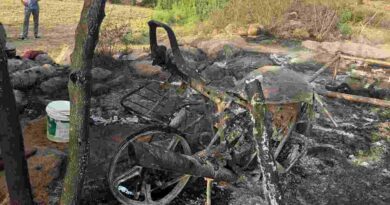 झोपड़ी में लगी भीषण आग, 2 वर्षीय मासूम जिंदा जला : खेत पर बने अस्थायी डेरे में हुआ दर्दनाक हादसा, बाइक और मोबाइल भी जलकर राख